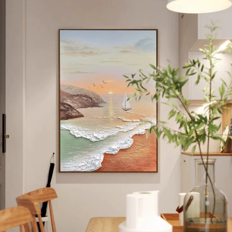 Coastal Light artwork shown with an aluminum frame