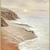 Quiet Shore textured coastal artwork with a gold aluminum frame